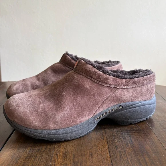Merrell Women’s Primo Chill Chocolate Brown Suede Clogs w/ Cozy Lining, Sz. 9 - Picture 5 of 10